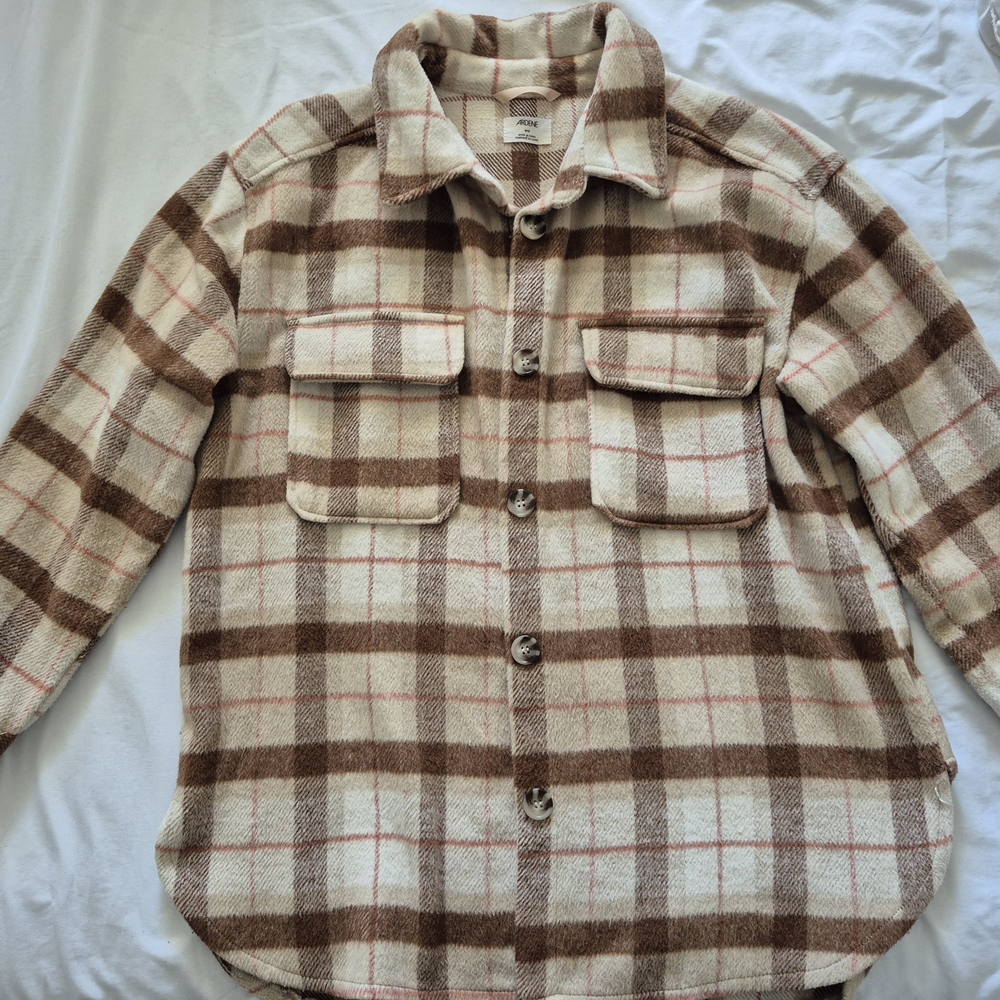 Plaid Button-Up Shirt Jacket
